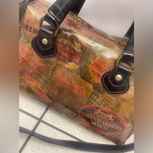 Maurizio Taiuti Bag Womens Double Straps Leather Hotels Labels Brown vintage - Picture 2 of 4